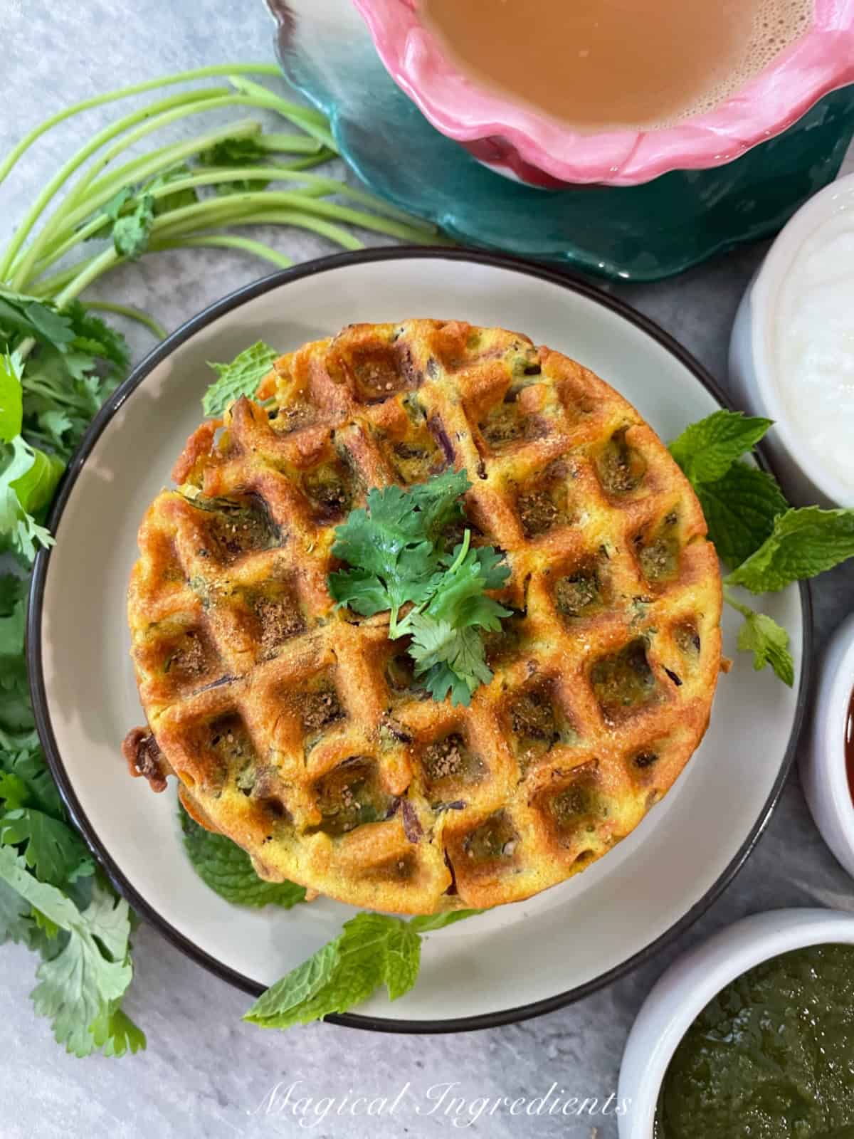hatch chile onion pakora waffle