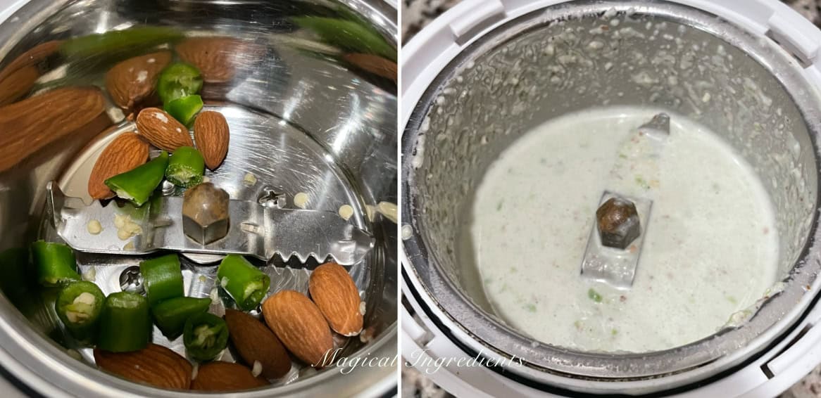 blending almonds and Thai chili