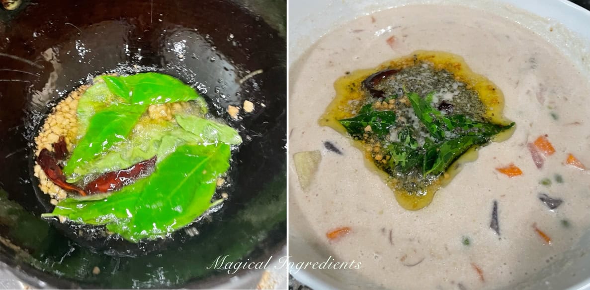 Adding the tempering to the stew