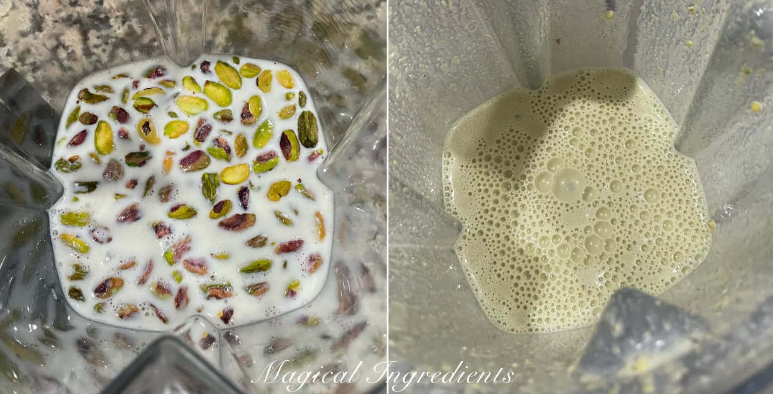 blending pistachio and milk