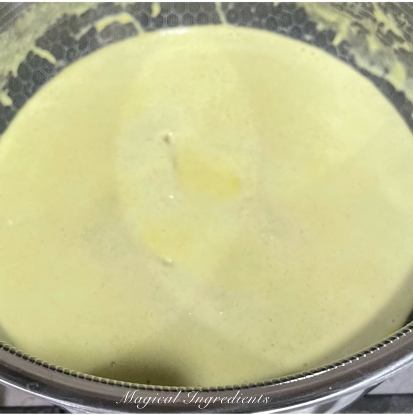 cooking the pistachio milk mixture