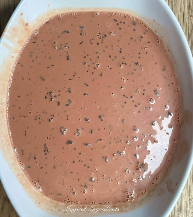 sago hot chocolate mixture ready to assemble